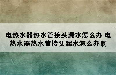 电热水器热水管接头漏水怎么办 电热水器热水管接头漏水怎么办啊